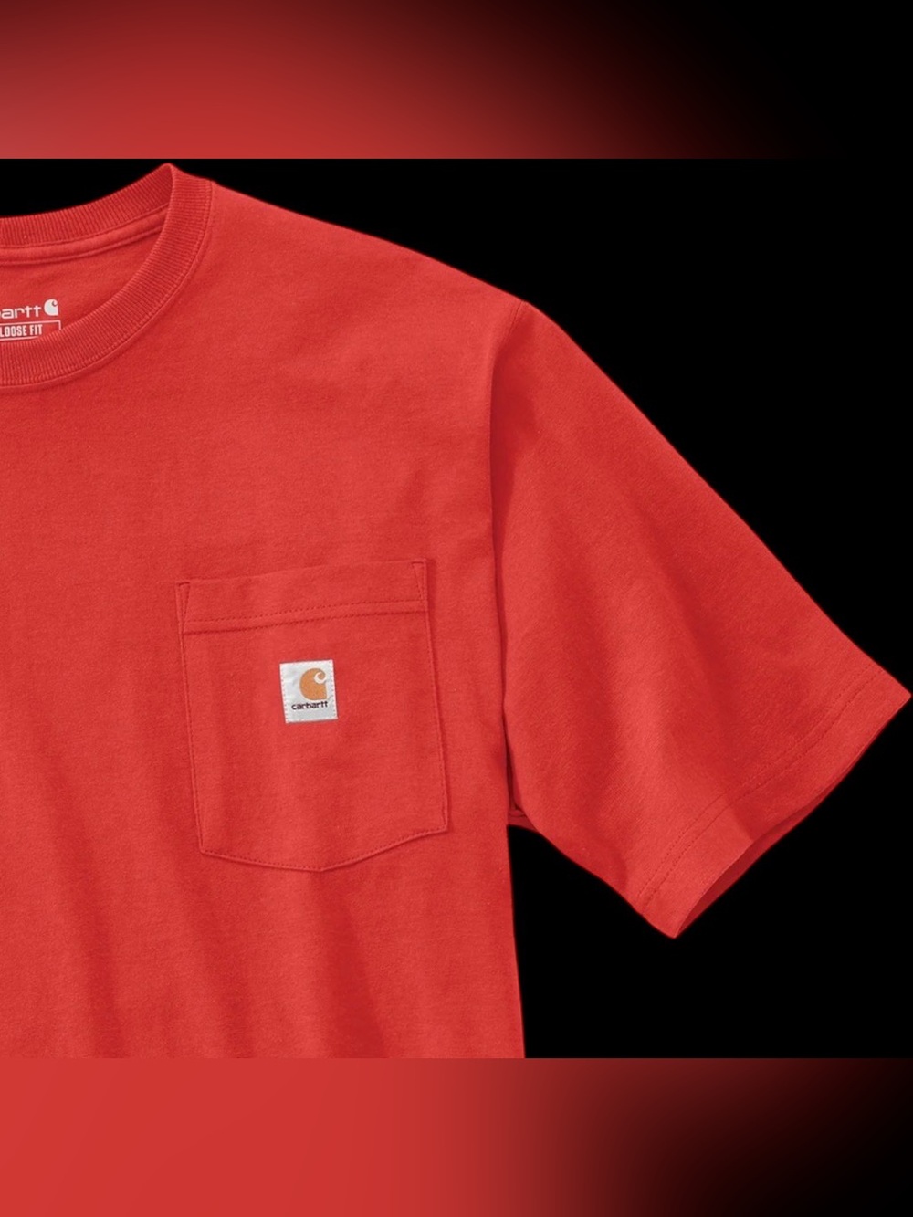 Heavy Duty Red/Orange Men's Carhartt Loose Fit Work TShirt - XXL Pocket Tee